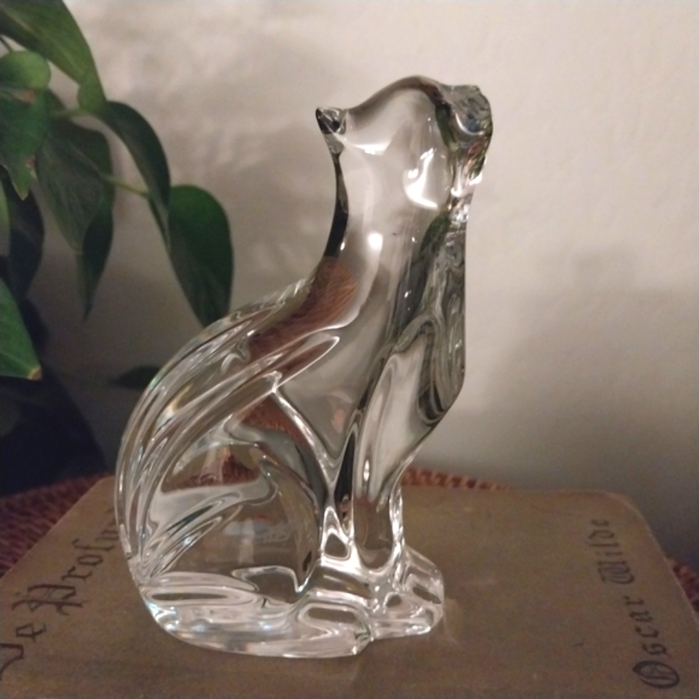 Vintage, Stunning Waterford Crystal Cat, ‘Looking Up’, Figurine/Paperweight